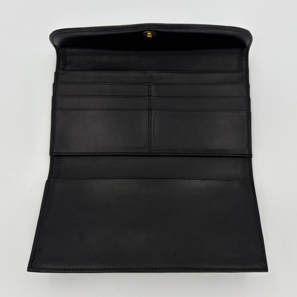 Coach long wallet black, - Gem Vintage Coach Black Glove Tanned Leather Trifold Long Wallet Organizer